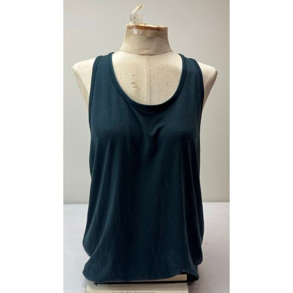 Athleta Tank Top Soft Racerback Open-Back Design Green Draped Size Small - Picture 2 of 8